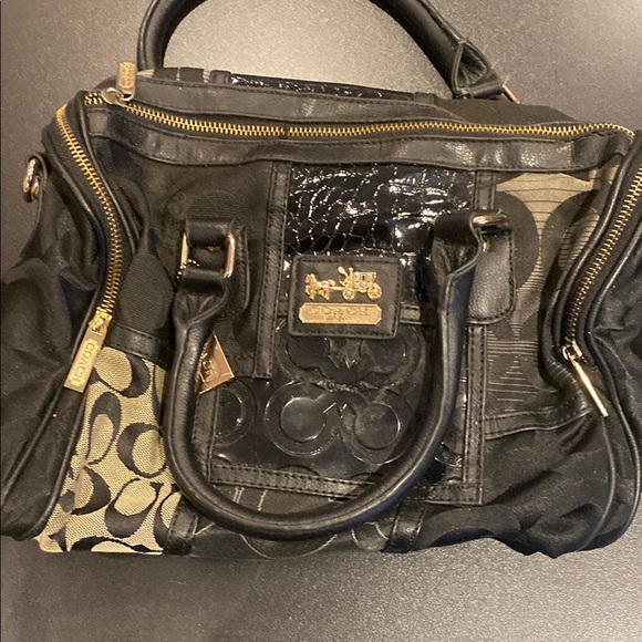 Coach Black and Gold Patchwork Satchel - Picture 1 of 3